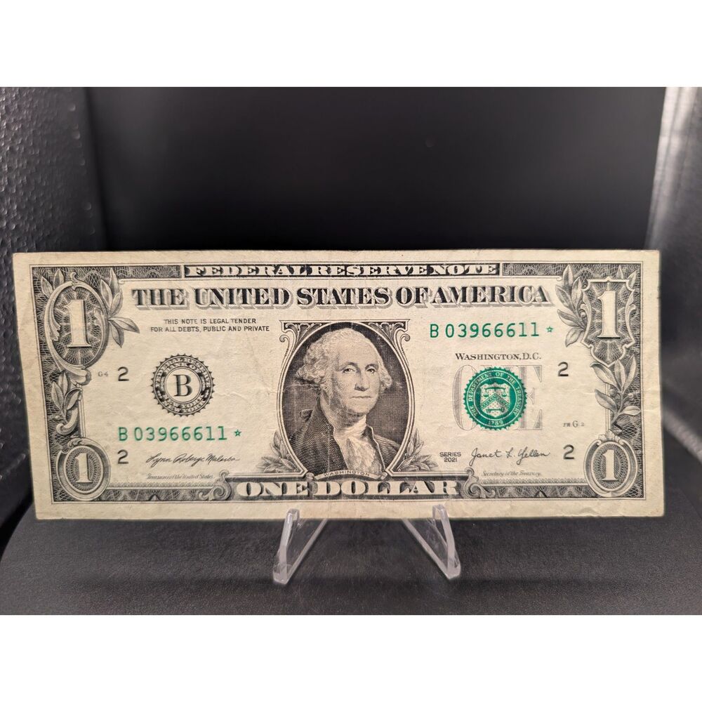 2021 $1 One Dollar Bill Star Note New York Federal Reserve Star Serial Note